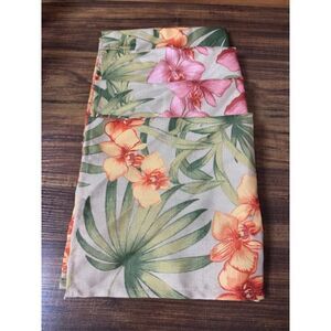 Tommy Bahama Tropical Floral Print 4  Matching Napkins Tan Green Orange Pink